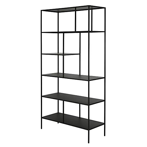 Image of Henn&Hart 72 inch Tall Rectangular Bookcase in Blackened Bronze, Table for Living Room, Bedroom