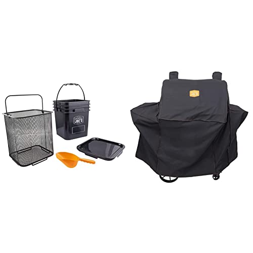 Oklahoma Joe's 5159038W01 Pellet Bucket Kit, Black & Oklahoma Joe's Rider 900 & Rider DLX Pellet Grill Cover