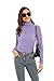 White Thermal Long Sleeve Women Mock Turtleneck Stretch Slim T Shirt Layer Top for Women Lavender X-Small
