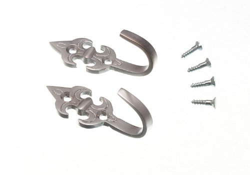DIRECT HARDWARE 100 X Curtain Tie Back Hold Hooks Fleur De LYS Matt Chrome + Screws