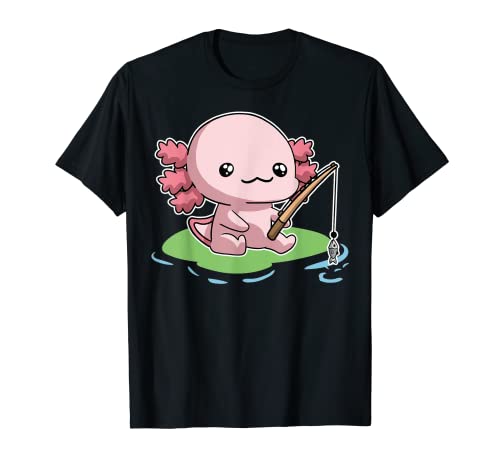 Kawaii Axolotl Divertente Pesca Fisher Maglietta