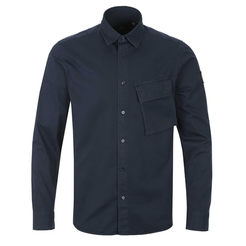 Belstaff Garment Dyed Scale Shirt Colour : Navy, Size : Medium