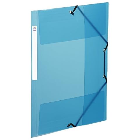 Viquel 113746-08 Elasticated Plastic Folder with 3 Flaps and Label on The Edge, Blue Cover