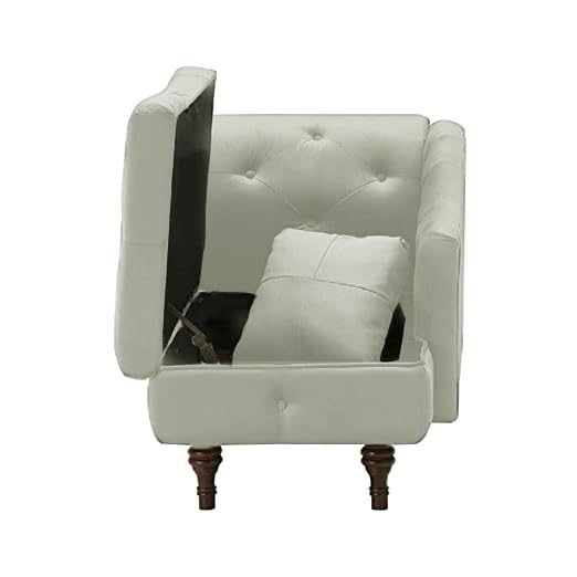 Image of Velvet Chaise Lounge Box Storage for Bedroom, Livingroom (Cream)