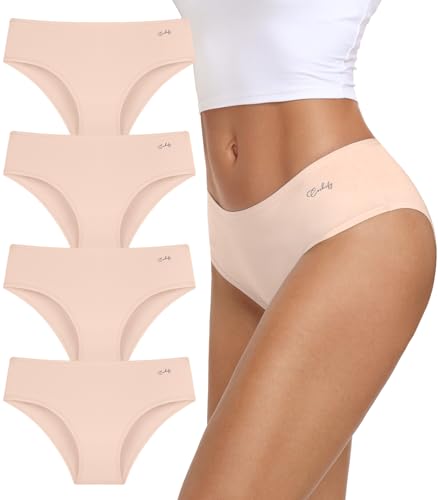 Image of coskefy Womens Underwear Cotton Hipster Panties Soft Stretch Ladies Cheeky Bikini Briefs 4 Pack