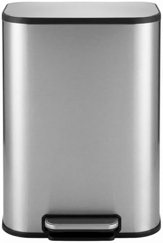 Caneca de basura rectangular de acero inoxidable 12L con tapa suave