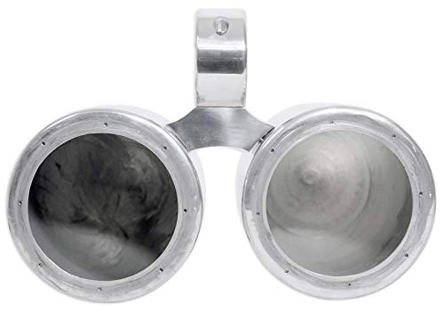Image of Rockville DMAC65S Silver Dual 6.5 inch Wakeboard Tower Speaker Enclosure | Speaker Pod, Polished Finish, 100% Waterproof, Internally Wired, Marinized, Fits 2 inch to 2.5 inch Towers