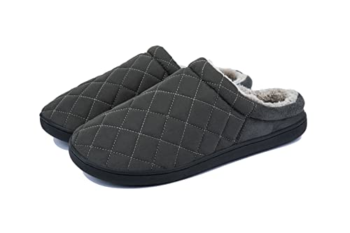 TEGELE Zapatillas para hombre Invierno Suave Confort Memory Foam Zapatillas antideslizantes para interior y exterior Gris Oscuro 4546, gris oscuro, 45/46 EU Cover