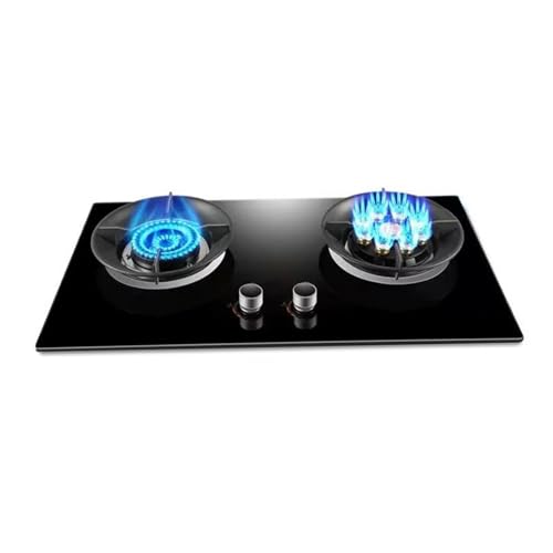 キャンプ用ガスストーブ、5.2KW 9キャビティコンロ、2バーナー、強化ガラスカウンタートップ、フレームアウト保護機能付き、NG/LPGガスソースキット(LPG)