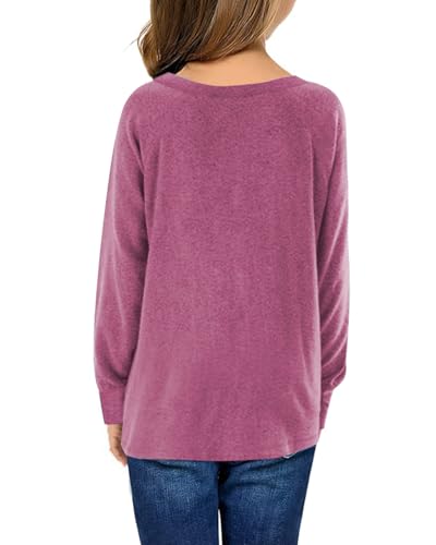 Image of Girls Shirts for 6-13 Years Long Sleeve Crewneck Tops with Pockets