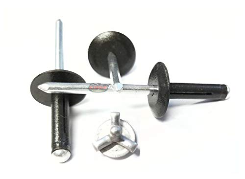 Racer's Speed Shop Flat Black 3/16" Large Head Tri-Fold Exploding Aluminum Mandrel Pop Rivets 100 Pack