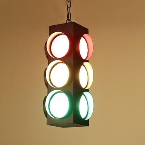 PurezmMoto Traffic Light Wall Lamp, Remote Control Retro Stop Light Decor，bar Restaurant Coffee Shop Hair Salon Aisle Background Wall Decor Lights，red and Green Lights(Without Remote Control) Cover