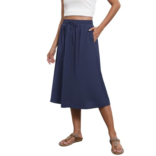 Image of Witsmile Flowy Skirt Elastic High Waist A-Line Skirt with Pockets Bohemia Cover-up for Women 2026 Trendy(S-2XL)
