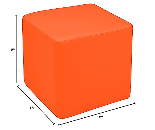 Image of Sprogs 18 inch H Structured Cube Stool -Flexible Modular Collaborative Soft Seating for Office, Home, Lounge and School Classrooms with Durable Frame -Orange, SPG-1001N-OR-A