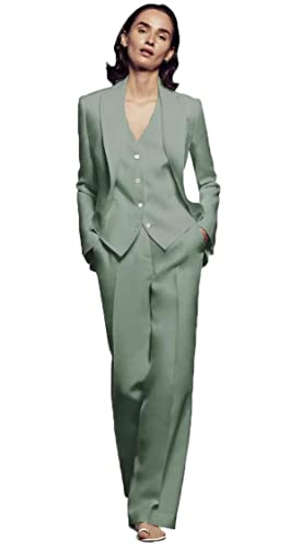 3 PC Women's Business Suit for Work Professional Shawl Lapel Blazer Pants Suits Set Office Lady Suit