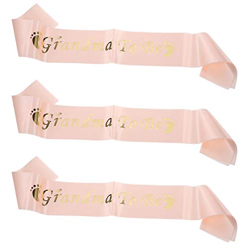 Amosfun 3pcs Grandma to Be Sash Satin Baby Shower Party Sash Shoulder Strap Baby Shower Party Supplies for Gender Reveals Baby Infant Birthday