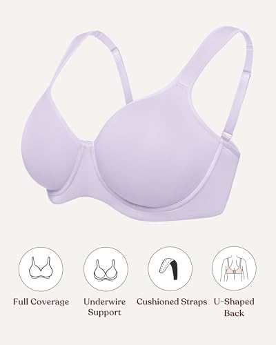 Image of HSIA Bras for Women Minimizer Full Coverage, Plus Size T Shirt Unlined Underwire Smooth Bra, Seamless Cups Joan Ultimate Soft