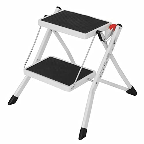 TIENDA EURASIA - Escalera de 2 Peldaños, Escalera Plegable de Aluminio, Escalera Plegable con Superfice Antideslizante, Escalera Resistente a 150 Kg, Escalera de Tijera de 48,5 x 44,5 x 49,5 cm