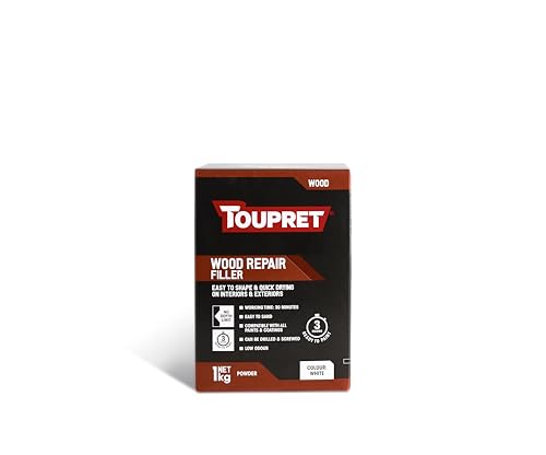 Toupret Wood Repair Filler Toupret Wood Repair Filler - Quick Dry High-Strength Wood Powder Filler - Fills Deep Holes & Gouges Sandable Paintable Interior/Exterior - White - 1kg