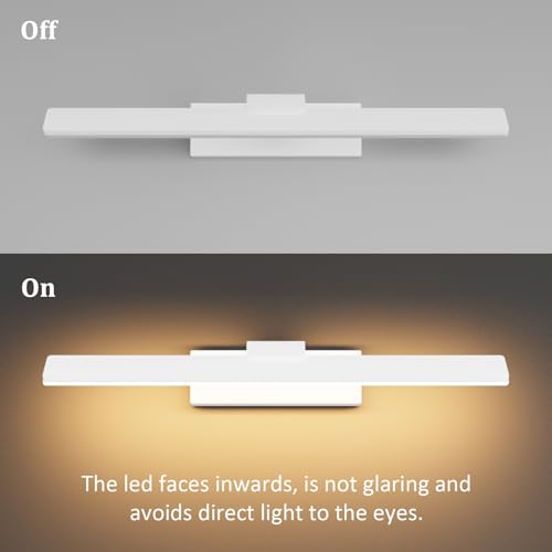 Klighten Spiegelleuchte Bad LED 40cm 12W, Spiegellampe Bad IP44, Badezimmer Lampe Wand Aluminium Badleuchte Badlampe Wand, 60 LEDs, 1100 Lumen, Warmweiß 3000K, Weiß – Bild 3