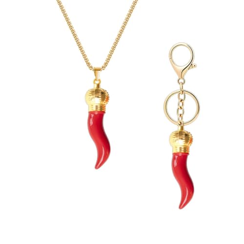 Collar de cuerno italiano y llavero de chile, el regalo de protección ideal