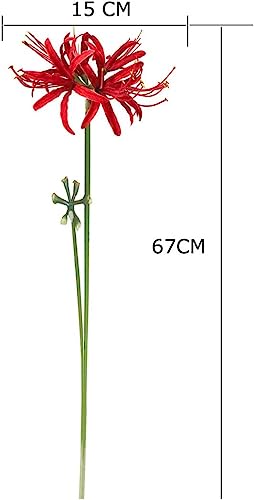 Image of 6 Stems 26.38 Inch Artificial Lycoris Radiata Spider Lily Flowers for Home Garden Decoration Red