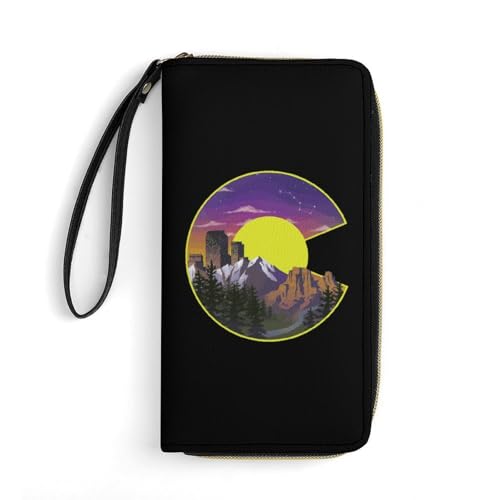Colorado Sights Portable Long Wallet for Women Men Zipped Travel Purse Credit Card Holder Coin Pouch