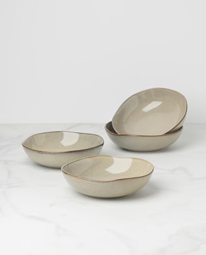 Image of Oneida Organic Shades Oatmeal Stoneware Pasta Bowl Set for 4, 34.5oz
