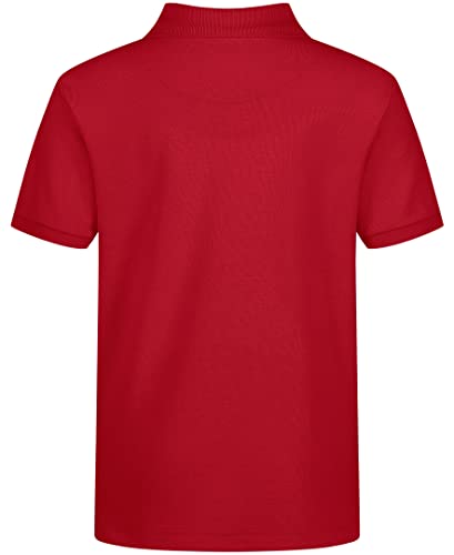Image of Nautica Boys' School Uniform Short Sleeve Polo Shirt, Button Closure, Comfortable & Soft Pique Fabric