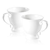 COSTMANCE Fine Bone China Coffee Mugs with Handles, Cups Set of 2, Elegant Large Cup, 18 Oz Mug, Goblet Design for Wedding Gifts, Dishwasher Oven Microwave Safe