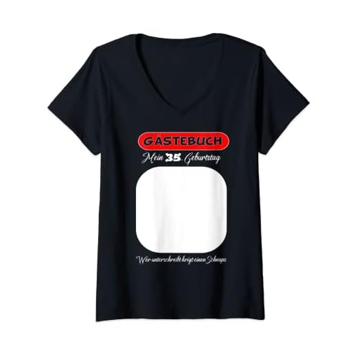 Mujer Libro de visitas para 35 cumpleaños, firmado Camiseta Cuello V