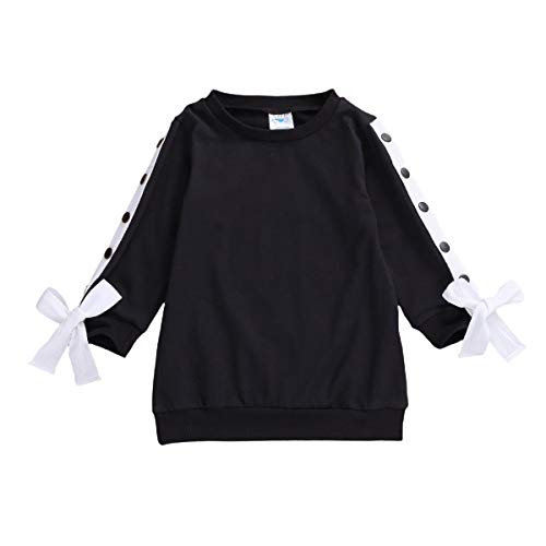 FUFUCAILLM Toddler Girl Clothes Baby Girl Fall Winter Sweat Shirt Long Sleeve Top (Black, 6-7 Years)