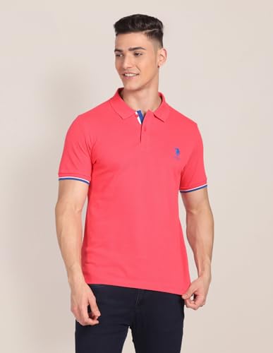 Image of U.S. Polo ASSN. Solid Slim Fit Polo T Shirts for Men - 100% Cotton, Half Sleeves Mens Tshirt