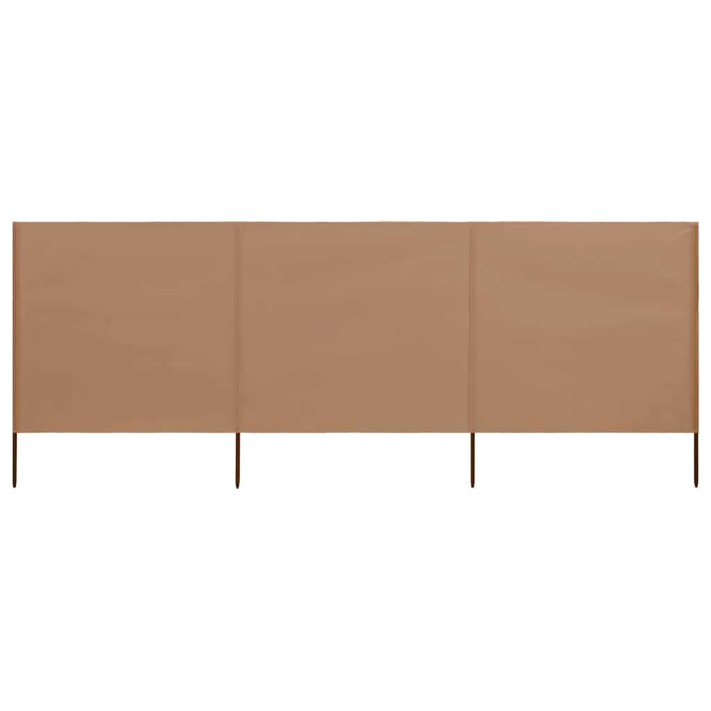 vidaXL 3 Panel Beach Screen Windproof Camping Garden Folding Outdoor Fabric 400 x 80 cm Taupe