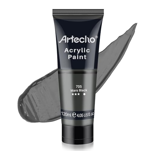 Image of Artecho Mars Black Acrylic Paint (120ml / 4.05oz) Tubes, Art Craft Paints for Canvas Painting, Rock, Stone, Wood, Fabric, Art Supplies