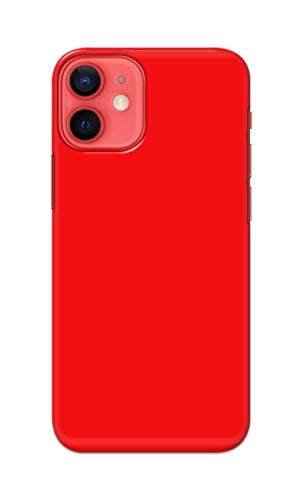 Image of Printed Hard Back Cover Case for Apple iPhone 12 | iPhone 12 Pro Back Cover (Plain Red) -1803