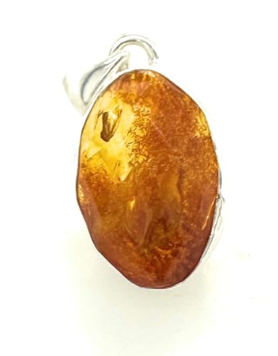 Natural Baltic Amber 925 Solid Sterling Silver Pendant 25mm