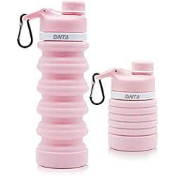 ONTA Botella De Agua Plegable De Silicona Libre De BPA para Viajes, Grado Alimenticio a Prueba De Fugas
