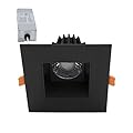 Maxxima 2 in. Ultra-Thin Square Recessed Anti-Glare LED Downlight, Canless IC Rated, 450 Lumens, 5 Color Temperature Selectable 2700K/3000K/3500K/4000K/5000K, Dimmable, Black Trim, 90 CRI, J-Box Incl