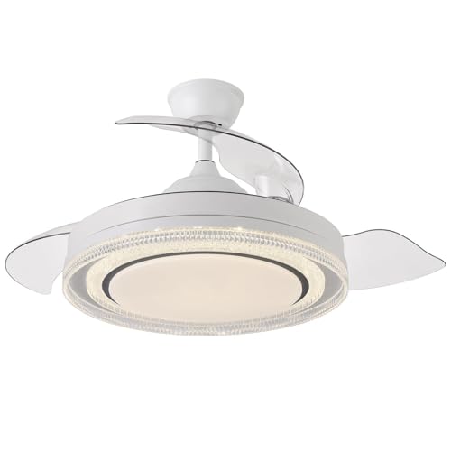 VENTILADOR TECHO C/LUZ 3 ASPAS RETRACTILES BLANCO WHISPER