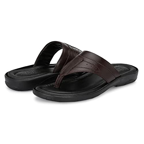 Image of Men's Genuine Leather Slippers | Thong Slippers For Men | Comfortable | Cushioned Insole | Durable | Handmade |