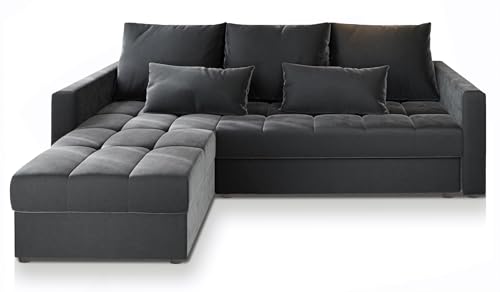 Masseno Ecksofa KOS PIK mit Schlaffunktion L-Form, Sofa mit Bettkasten, Wohnzimmersofa, Couch, Soffa, Bettsofa, Couchgarnitur- Grau, Paros 06 Masseno Ecksofa KOS PIK mit Schlaffunktion L-Form, Sofa mit Bettkasten, Wohnzimmersofa, Couch, Soffa, Bettsofa, Couchgarnitur- Grau, Paros 06