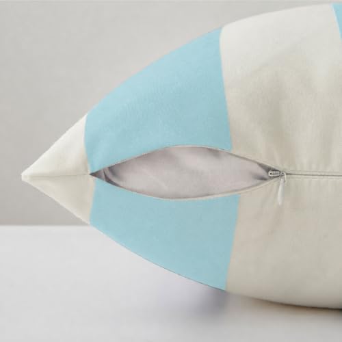 Image of Allorry Outdoor Pillow Covers 20x20 Set of 2 Light Blue Striped Decoration Throw Pillow Covers for Spring Summer Outdoor Waterproof Garden Patio Furniture Sofa Bed Home Decor JB007-O20