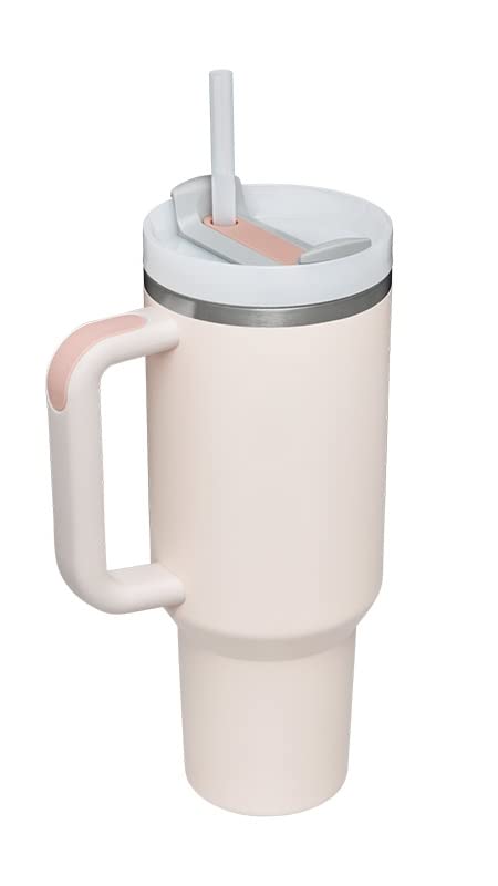 YOUEXPERT 40oz Tumbler with Straw and Lid, Insulated Tumbler Stainless Steel Tumblers, Car Mug Outdoor Sports Travel Gift 40oz/1200ml Thermos Water Bottle (Rose Quartz)