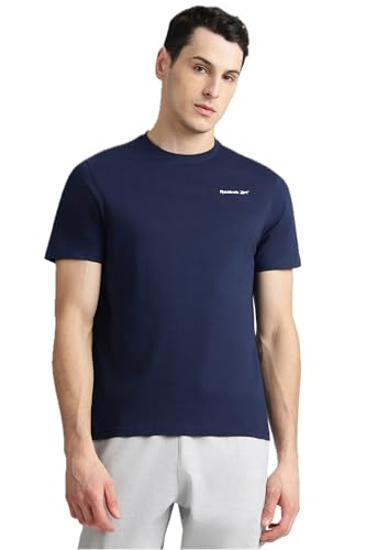 Image of Reebok Men's 100% Cotton Casual T-Shirt - Pure Cotton Soft Breathable Regular Fit Half Sleeve Tee for Men | Round Neck Tshirt for Men Cotton Tshirt