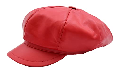 Béret plat en cuir véritable rouge, idéal pour vos sorties urbaines