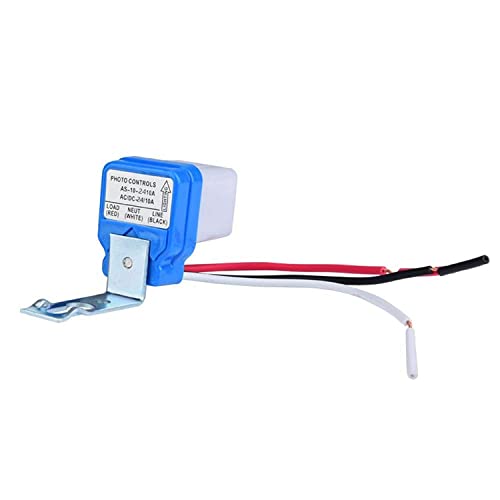URPIZY Mini interruptor crepuscular con sensor crepuscular, sensor de luz, interruptor automático de control de luz para exteriores, con interruptor de luz CC/CA, 12 V/24 V/110 V/220 V 10 A