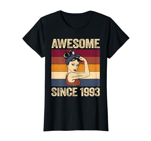 Mulher retro aniversário edição limitada impressionante desde 1993 t-shirt, Preto