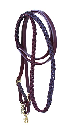 Horse Western 8' Braided Latigo Leather Barrel Contest Reins 6693LT