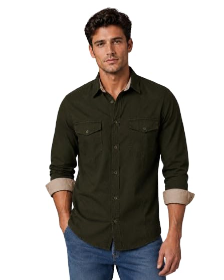 frankshirt Men's Solid Cargo Shirt | Regular Fit Full Sleeve Casual Shirt Dual Flap Pockets |Spread Collar |Comfortable Everyday,Outdoor Wear-picture-42